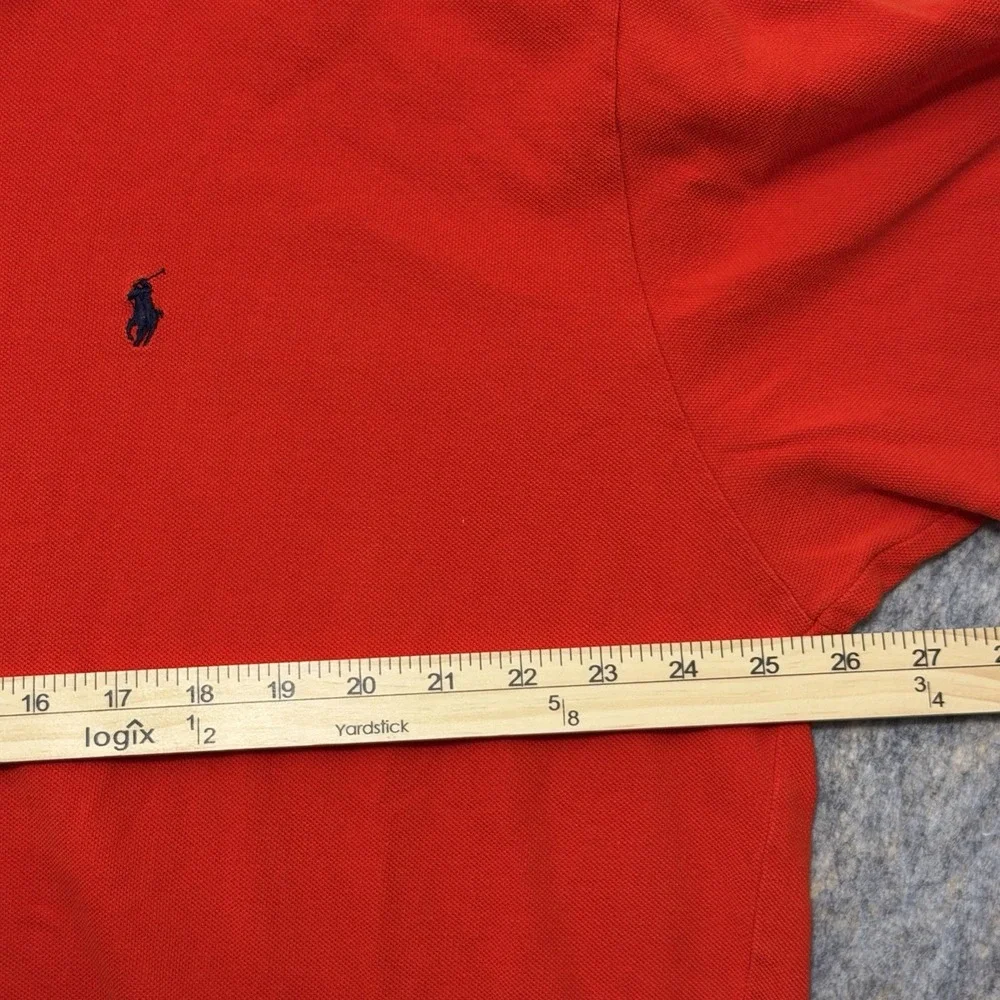 Polo Ralph Lauren Men’s XXL Red Long Sleeve Polo Shirt Navy Pony Cotton